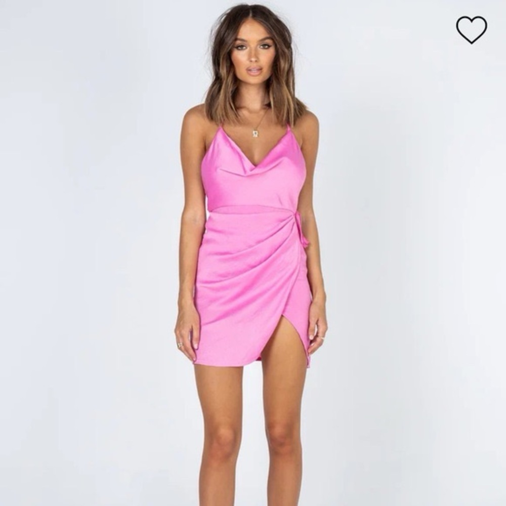 NWT Princess Polly ENSLEY MINI DRESS PINK halter wrap dress US size 4